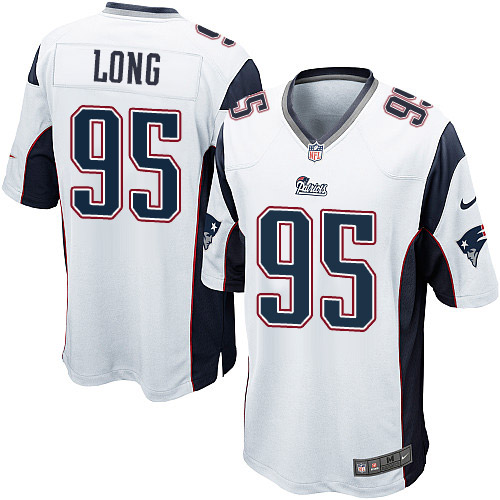 Men's Game Chris Long Nike Jersey White Road - #95 NFL New England Patriots